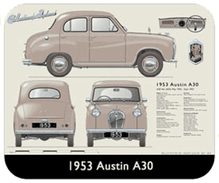 Austin A30 4 door saloon 1953 version Place Mat, Medium